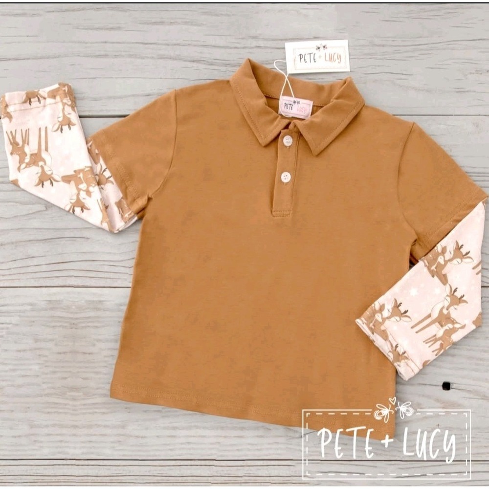 Size 7-8 Pete And Lucy Deer And Stars Top NWT